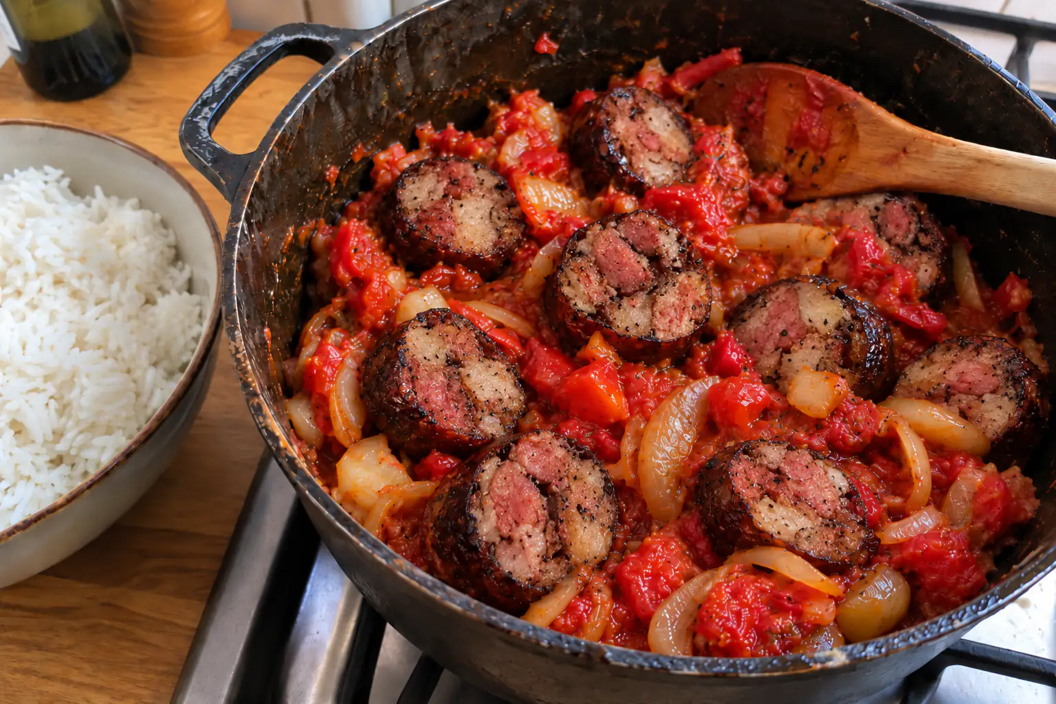 Rougail zandouille réunionnais